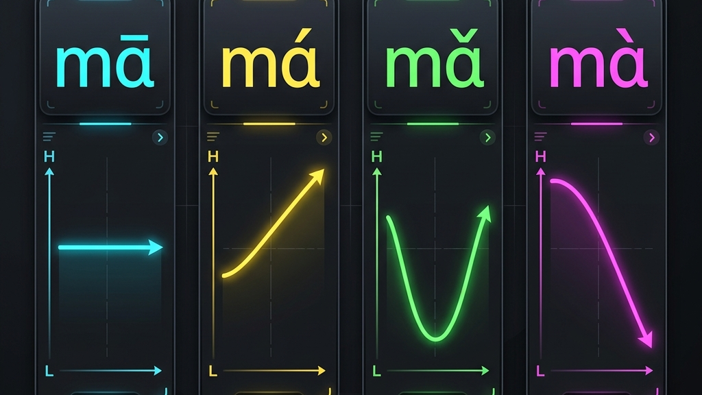 The four tones of 'ma': each pitch contour is a different word.